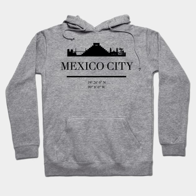 MEXICO CITY MEXICO BLACK SILHOUETTE SKYLINE ART Hoodie by deificusArt